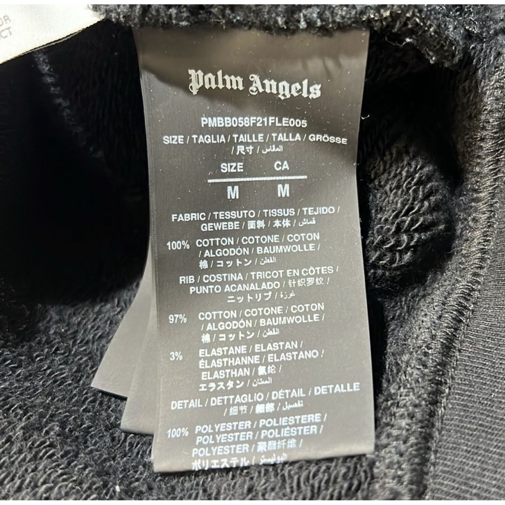 Palm Angels Cursive Logo Chenille Hoodie Black Men's - Medium - Kangaroo Pocket - Picture 6 of 10